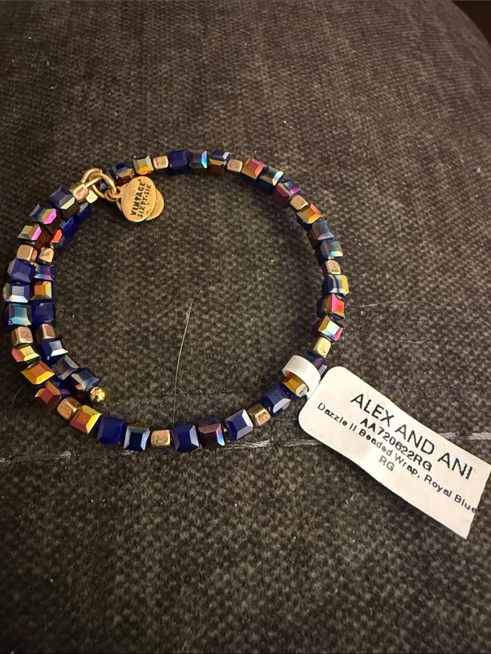 Alex and Ani Royal Blue Multi-Color Dazzle Beaded Wrap Bracelet